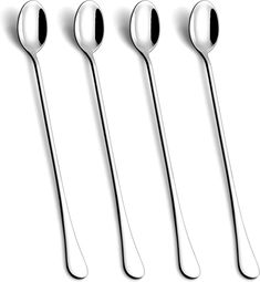 three spoons are lined up next to each other