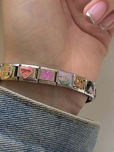 Aesthetic Italian Charm Bracelet, Charm Bracelet Ideas, Charm Bracelet Italian, Nomination Italy Bracelets, Vintage Italian Charm Bracelet, Nomination Bracelet Charms Letters, Italian Bracelet, Italian Charms, Bracelet Inspo