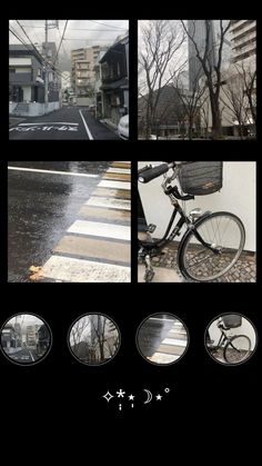 several different pictures of a bike on the street