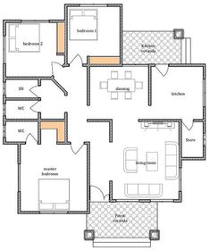 a floor plan for a house with three rooms