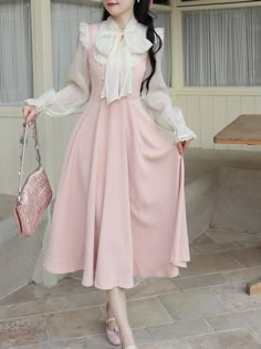 This Victorian Lolita Pink Dress is made from high-quality cotton blend fabric, perfect for all occasions. It features a classic design with a high neckline, full length sleeves, and intricately detailed lace trim. Perfect for showcasing your sense of style and charm! Vintage Fairy Dress, Party Midi Dress, Midi Gowns, Vintage Fairy, Lace Vintage, Korean Fashion Dress, Korean Dress, Vestidos Vintage, Midi Dress Party