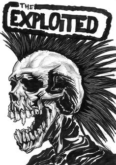 a black and white drawing of a skeleton with spikes on it's head that says the exalted