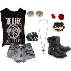 Guns n roses grungy Gunsnroses Concert Outfit, Rock Band T Shirts Outfits Women, 80s Rock Accessories, Rock And Roll Concert Outfit, Rock Style Graphic Print T-shirt For Summer, 80s Rocker Chick Outfit, 80s Rocker Chick, Rocker Chick Outfit