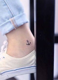 Tiny Anchor Tattoo, Cute Ankle Tattoos, Tiny Tattoos For Women, Small Anchor, Anker Tattoo, Tato Henna, Ankle Tattoos For Women, Tattoo Trend