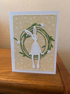 a card with an image of a rabbit on it