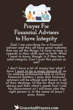 prayer for financial adverss to have integity