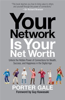 the book cover for your network is your net worth by porter gale, featuring five people