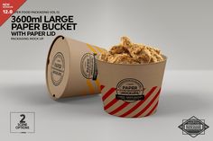 Ad: Large Paper Bucket Paper Lid Mockup by INCDesign on @creativemarket. This item is part of Vol12 Paper Food Packaging Collection which is included in the Paper Food Packaging Mockup Bundle Get 2 FREE FAST FOOD #creativemarket Paper Food Packaging, Chicken Bucket, Food Mockup, Paper Bowl, Mockup Template Free, Free Psd Design, Food Box Packaging, Free Packaging Mockup, Design Mockup Free