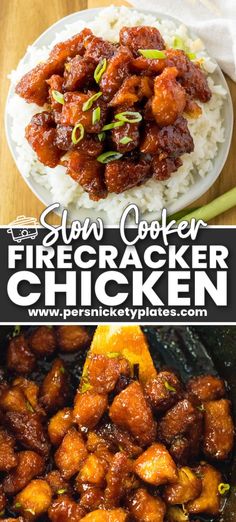 slow cooker firecracker chicken is an easy and delicious dinner that's ready in less than 30 minutes