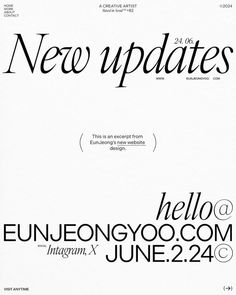 some type of font that is on top of a white sheet with the words new updates