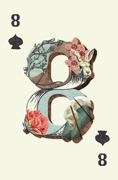 the letter e is made up of flowers and seashells on top of each other