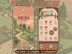 an image of a game screen with the title'fantasy adventure app town pack '