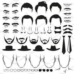 the silhouettes of men's heads and mustaches