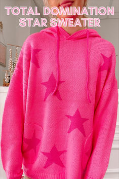 Total Domination Sweater from Sassy Shortcake Pink Drawstring Hood Sweater For Winter, Pink Winter Sweater With Drawstring Hood, Winter Pink Sweater With Drawstring Hood, Pink Hooded Sweater For Loungewear, Cozy Pink Sweater With Pockets, Cozy Pink Hoodie Sweater, Sassy Shortcake, Preppy Vibes, Preppy Sweater