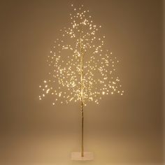 a lighted christmas tree with white lights on it