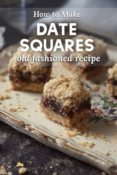 Date squares on a platter. Recipe For Date Squares, Date Recipes Desserts, Oatmeal Crust, Cookie Board, Date Cookies, Date Squares, Cookie Platter, Square Recipes, Dessert Bar Recipe