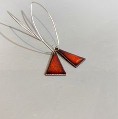 Enamel Triangle Drop Earrings - MaisyPlum – MaisyPlum Orange Jewelry, Vitreous Enamel, Enamel Necklaces, Day Time, Red Jewelry, Pink Jewelry, Triangle Earrings, Enamel Earrings, Enamel Jewelry