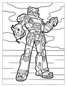 a coloring page with the image of a robot