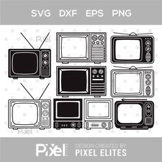 an old fashioned television set with different types of tvs on it and the words svg