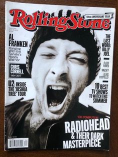 the front cover of rolling stone magazine with an image of a man's mouth open