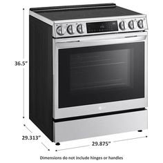 an oven is shown with the measurements for it