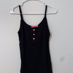 Black Flows Ribbed Tank Top With 3 Gold Buttons. New, Never Worn Wrap Tank Top, Fringe Tank Top, Navy Tank Top, Sequin Shirt, Running Tank Tops, Linen Tank, Ribbed Tank Top, Sleeveless Tee, Flowy Tank Tops