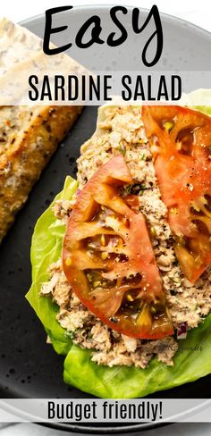 a plate with a sandwich and text overlay that reads easy sardine salad - budget friendly! Sardine Salad Sandwich, Canned Sardines Recipes Healthy, Sardine Recipes Canned Healthy, Sardine Sandwich Recipes, Sardine Salad Recipes, Canned Sardines Recipes Ideas