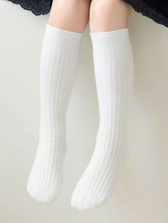 1 Pair Simple Solid Color Crew Socks For Children & Teenagers, Breathable Fall & Winter Design White    Fabric Plain  Medium Stretch All Baby & Kids' Socks & Tights, size features are:Bust: ,Length: ,Sleeve Length: Vogue Kids, Color Crew, Winter Design, Kids Socks, White Fabrics, Crew Socks, All Fashion, Length Sleeve