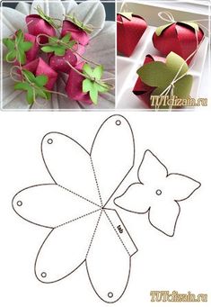 the instructions for how to make an origami flower with ribbon and paper flowers