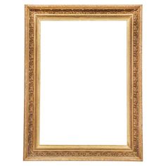 an old gold frame on a white background