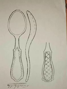 a drawing of two utensils sitting on top of a piece of paper