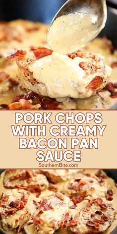 pork chops with creamy bacon pan sauce