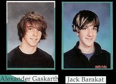 two young men with different hair colors and hairstyles, one is wearing a black shirt