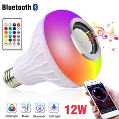 an image of a colorful light bulb that is being used as a bluetooth speaker