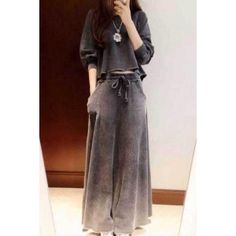 Casual Round Collar Drawstring Pockets Design Solid Color Twinset For Women Gray White Cheap Skirts, Pockets Design, Buy Skirts, Piece Prom Dress, Skirts For Women, Sammy Dress, Skirts Online, Cute Skirts