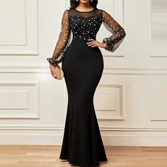 Size Chart(Unit: Inch) Size Shoulder Bust Waist Hip Sleeve Length S 13.78 31.1 26.77 34.65 22.44 55.91 M 14.17 32.68 28.35 36.22 22.83 56.3 L 14.57 34.25 29.92 37.8 23.23 56.69 XL 14.96 35.83 31.5 39.37 23.62 57.09 2XL 15.35 37.4 33.07 40.94 24.02 57.48 3XL 15.75 38.98 34.65 42.52 24.41 57.87  Size Chart(Unit: CM) Size Shoulder Bust Waist Hip Sleeve Length S 35 79 68 88 57 142 M 36 83 72 92 58 143 L 37 87 76 96 59 144 XL 38 91 80 100 60 145 2XL 39 95 84 104 61 146 3XL 40 99 88 108 62 147  Mat... Sheer Sleeve Dress, Commuter Style, 파티 드레스, Mermaid Evening Dresses, Bodycon Dress Parties, Slim Fit Dresses, Women Long Dresses, Maxi Dress Party, Dress Elegant