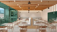 an artist's rendering of a restaurant with tables and chairs