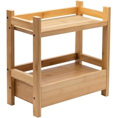 a wooden shelf with two shelves on the bottom and one shelf below it that is made out of wood