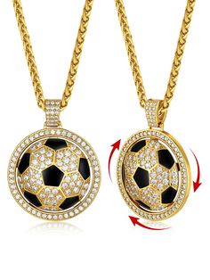 PRICES MAY VARY. SOCCER NECKLACE FOR MEN: This Soccer's pendant paved with AAAAA+ CZ in premium pave setting handwork with, stone won't fall off and very shinning and sparkling, make you more eye catching in the crowd Funny Stress Relief Necklace: The ball in the middle of fidget necklace are rotatable, designed to help to calm nerves and promote relaxation and improve concentration and focus SIZE: This association football necklace includes 1 spinner pendant and 1 gold chain. Ball Pendant size: Soccer Necklace, Calm Nerves, Football Necklace, Fidget Necklace, Baseball Necklace, Mens Bling, Association Football, Sports Jewelry, Improve Concentration