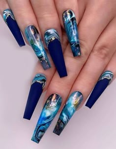 Point Nails, Mindless Behavior, Style Nails, Long Acrylic Nail Designs, Blue Acrylic Nails, Cute Acrylic Nail Designs, Pretty Nail Art Designs, Blue Nail Designs