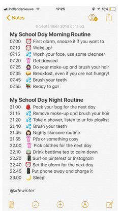 Notes List Ideas, Morning Night Routine, Night Skin Care, Daily Routine Schedule, School Morning