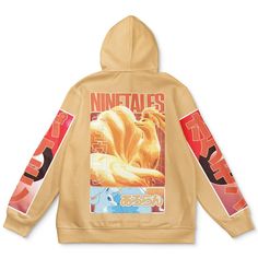 the back of a beige sweatshirt with an image of a dog on it's chest