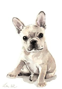 a watercolor painting of a dog sitting down