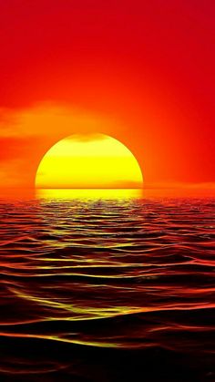 the sun is setting over the ocean as it reflects in the water's surface