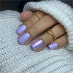 Spring Nails Solid, Purple Chrome Nails, Nails Solid Color, Nails Solid, Shellac Nails, Short Acrylic