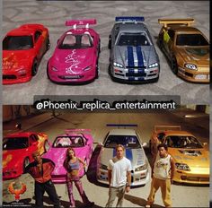 four different models of cars are shown in the same photo