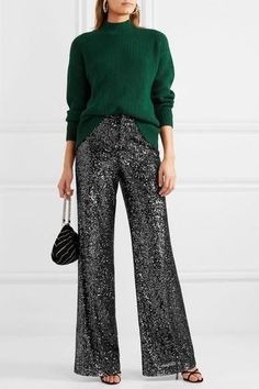 Black Sequin Pants Outfit, Glitter Pants Outfit, Glitter Pants, Style Casual Chic, Sequin Outfit