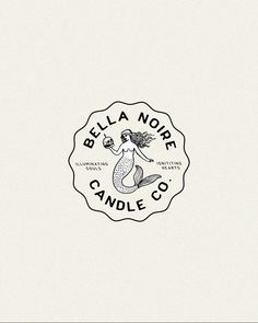 a logo for a candle company with a mermaid holding a ball in her hand and the words bella north candle co on it