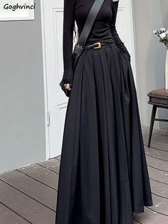 Pleated Skirt Fall, Rok Outfit, Flared Sleeves Top, Chic Shirts, Pleated Maxi Skirt, Women Skirts, Floor Length Skirt, Fall Skirts, Party Dresses For Women