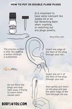 how to insert double flared plugs Ear Stretching Guide, Stretching Ears, Ear Peircings, Tunnels And Plugs, Stretched Ears, Ear Plugs